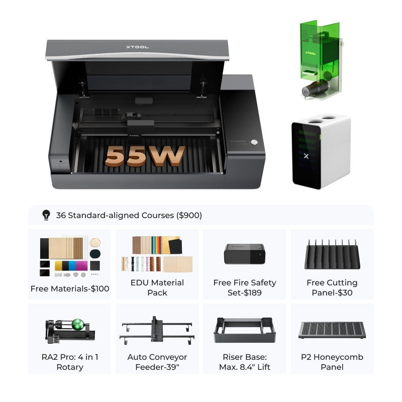 xTool P2S 55W Desktop CO2 Laser Cutter for Schools