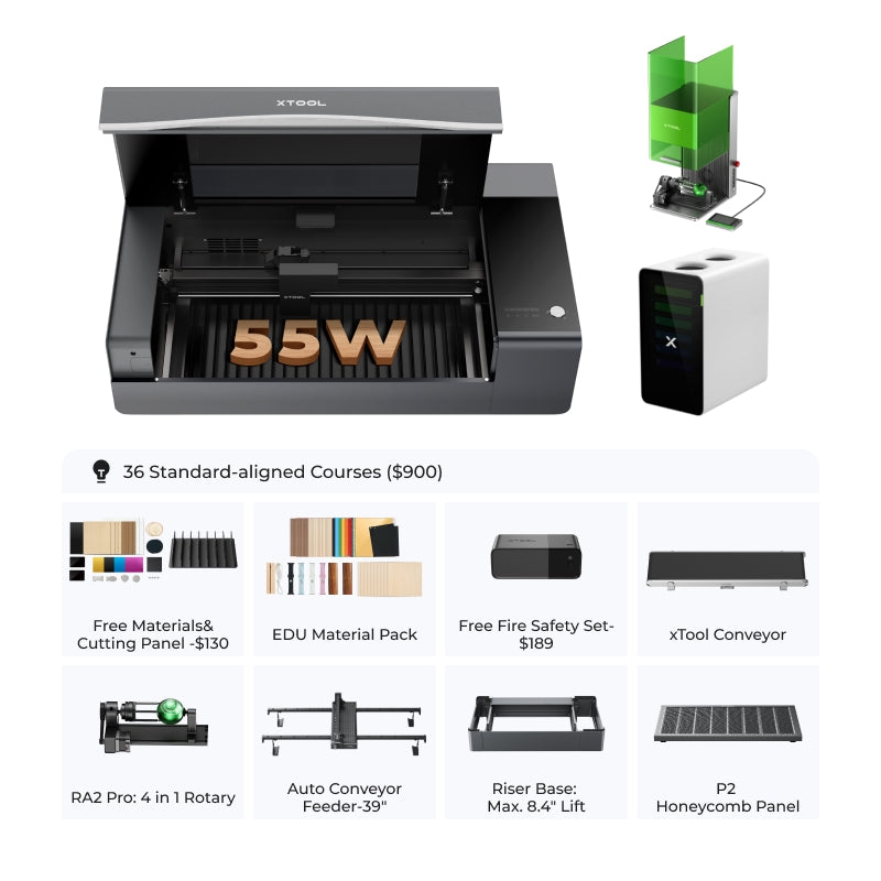 xTool P2S 55W Desktop CO2 Laser Cutter for Schools