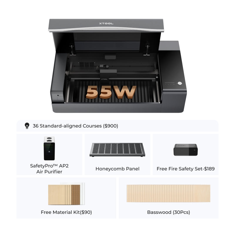 xTool P2S 55W Desktop CO2 Laser Cutter for Schools